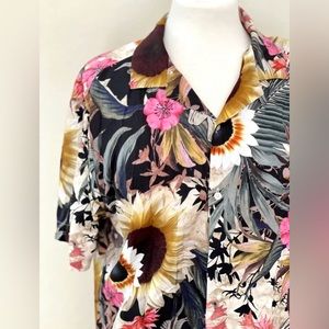 Cactus Man Ricky Singh Flower Print Mens Button Short Sleeve Shirt Size Medium